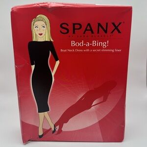 SPANX Bod-a-Bing BOAT NECK “Jackie” Slimming SHAPEWEAR DRESS  3/4 SLEEVES Black